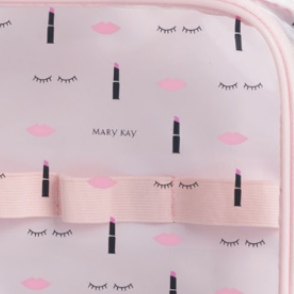 NWT Mary Kay Pink Clear Travel Cosmetic Case Carry Handles Zip Around - Picture 2 of 3